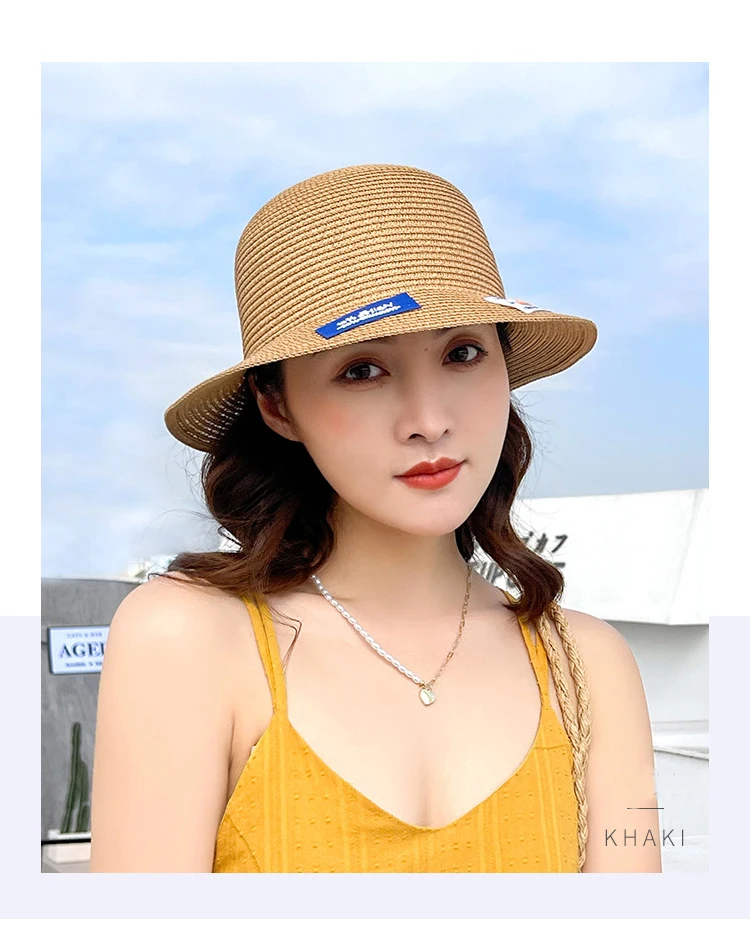 summer bucket hat womens Fashion brand woven fisherman hat ladies summer sun shade and sunscreen outdoor breathable Korean version of the new sun hat red bucket hat