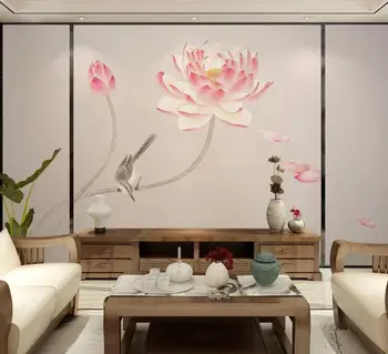 

Water Lily Wallpaper Art Wall Mural 3d Photo Cloth Paper Hand-painted Flower Wall Paper Luxury Home Decor Floral Papel De Parede