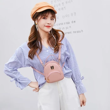 

Casual Fashion Mini Backpack Shoulder Female Simple High-end Hardware Rabbit Ear Decoration Top Handle Fashion Small School Bag