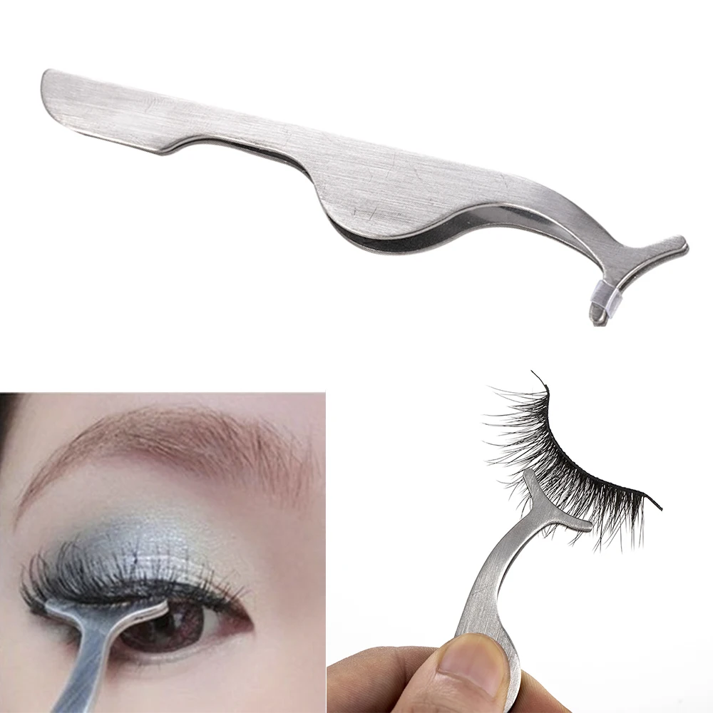 

1Pc Stainless Steel Eyelashes Extension Tweezers Auxiliary Clamp Clips Practice Beauty Eye Lash Makeup Tools Black Rose-red