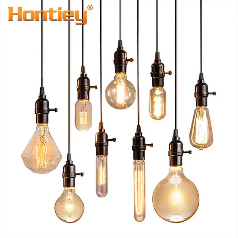 Hontiey Edison Light Bulb E27 Lamp 110v 220v Filament Incandescent