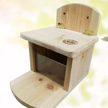 

Hamster Squirrel Chinchilla Feeding House Wooden Munch Box Food Feeder Dispenser Rest Platform Station Pet Cage Decor