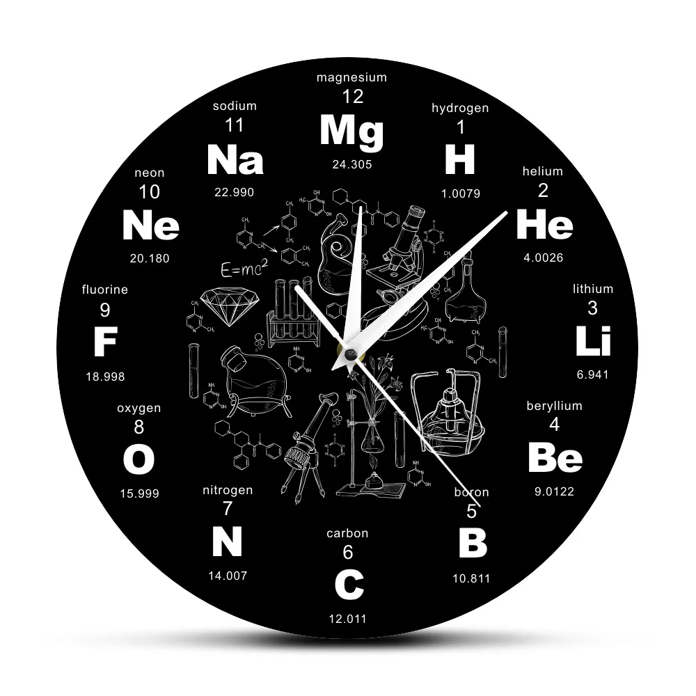 Periodic Table Of Elements Wall Art Chemical Symbols Wall Clock No Frame  