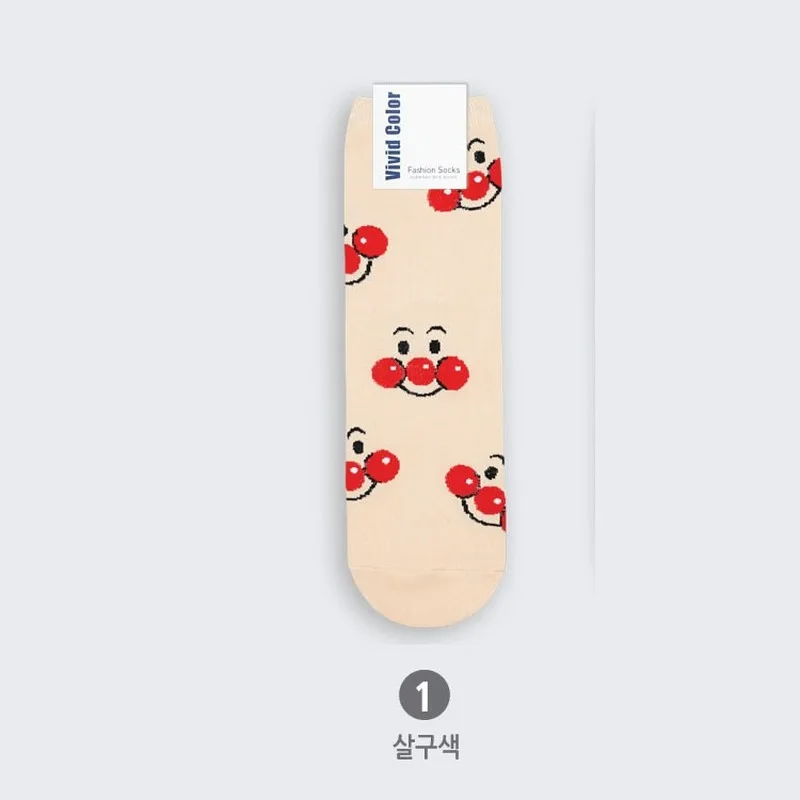 Носки с рисунком аниме Anpanman, женские теплые хлопковые Забавные милые носки Kawaii Happy, Корейская уличная одежда Harajuku, Модные Повседневные носки Skarpetki