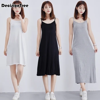 

2020 ladies women sexy strap full slips long slips sleeveless plus underwear Comfortable sleep dress Petticoat Intimates