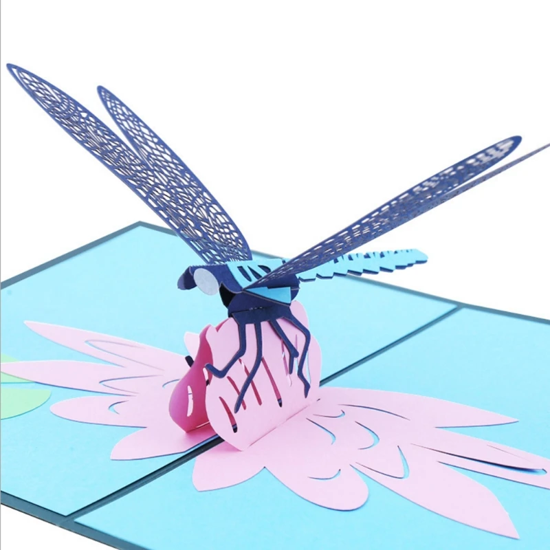  3D Pop Up Greeting Card Dragonfly Handmade Birthday Christmas Wedding Invitation D08D - 4000357852083