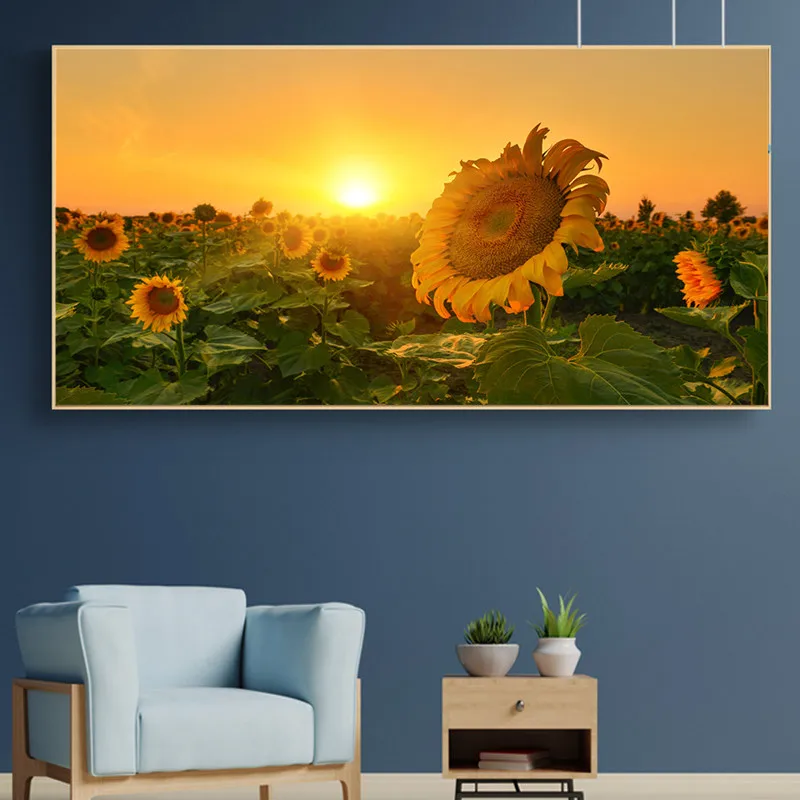 

Nrdic Classic Sunflower Wall Art Oil Painting Flower Canvas Painting Poster Print Art Picture for Living Room Home Decoration