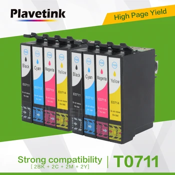 

Plavetink 8 PCS Printer Ink Cartridge T0711 Compatiable For Epson Stylus DX6050 DX7000F DX7400 DX7450 DX8400 DX8450 DX9400F Printer With Chip