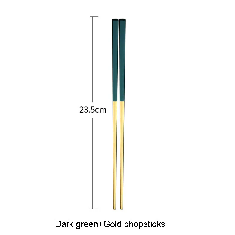 Набор темно-зеленых столовых приборов из нержавеющей стали, набор посуды из золотого серебра, столовые приборы, вилка, нож, ложка, рождественский подарок, Прямая поставка - Цвет: Chopsticks 1 Pairs