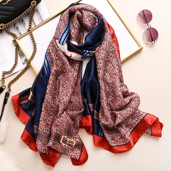 

2020 Luxury Silk Scarf Women Brand Designer Long Shawls Wraps Lady Large Pashmina Stole Scarves Femme Echarpe Patchwork Scarfs