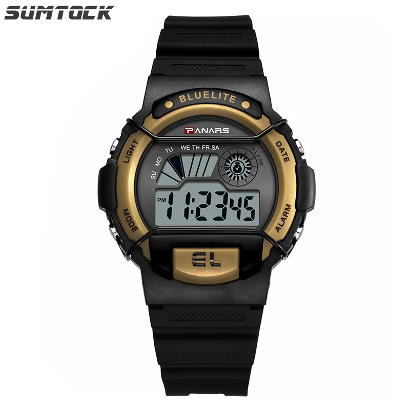 

SUMTOCK Electronic Watches For Men Lcd Digital Electronic Movement Alarm Clocking Luminous Multifunction Ip67 Waterproof Watch