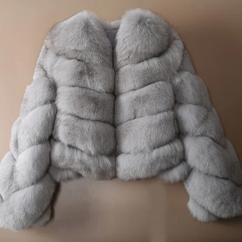 grey OFTBUY настоящий в меховой верхней одежде роскошный зимний жакет для женщин натуральный Лисий Мех Толстая теплая уличная Женская Повседневная Верхняя одежда Новинка - Цвет: grey