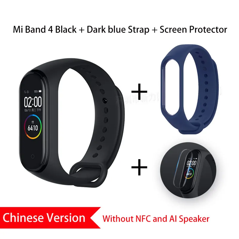 CN Darkblue Xiaomi Mi группа 4 смарт-браслет Цвет Экран активно-матричные осид сердечного ритма Водонепроницаемый спортивные Фитнес Bluetooth гарнитура глобальная версия - Цвет: CN Darkblue