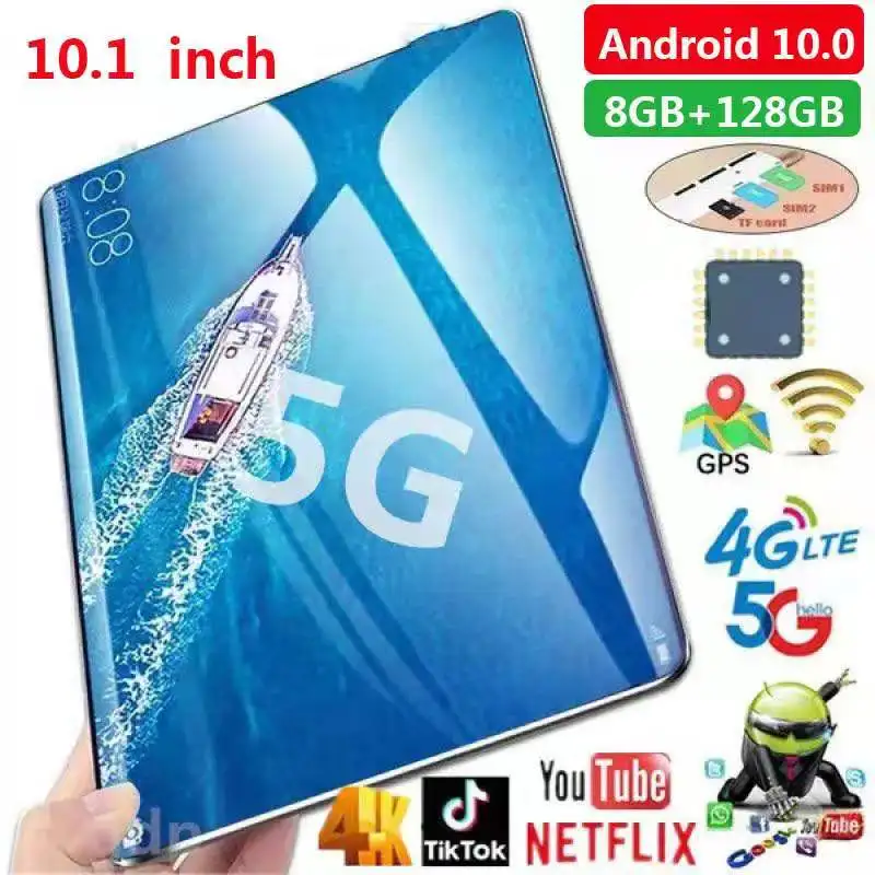 Планшет Fire 10 дюймов 8 ГБ 128 ПК планшет android IPS 1280*800 сенсорный экран 1 дюйма ядер 10.1