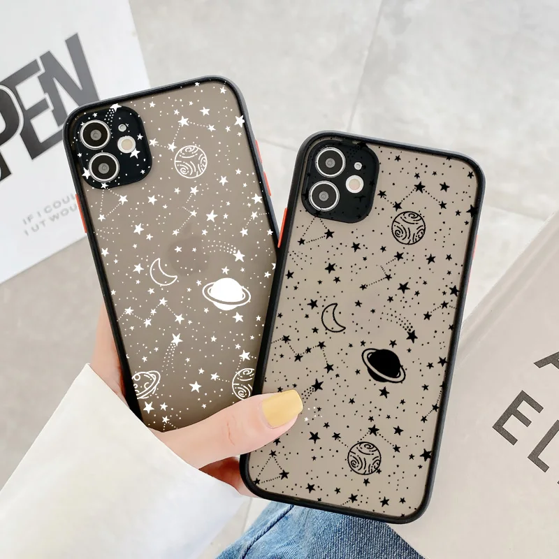 Cartoon Planet Stars Shockproof Cute Phone Case – Stylish Back Cover Coque