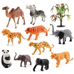 Модель животного Набор Фигурки бегемот жираф Тигр Волк верблюд лошадь игрушка панда для детей подарки на день рождения