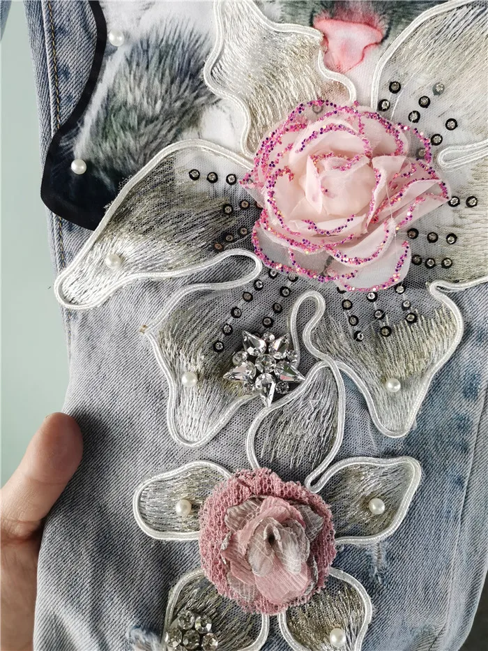 2020 Spring Fashion Cartoon Pattern Sequins Denim Jumpsuit For Women Ripped Hole Casual Loose Overalls 2020 Spring Fashion Cartoon Pattern Sequins Denim Jumpsuit For Women Ripped Hole Casual Loose Overalls