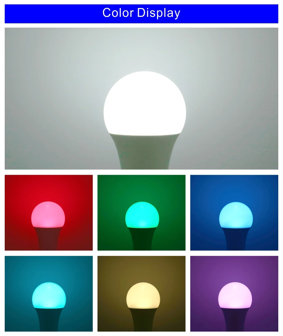 Лампада светодиодный wifi лампочка E27 B22 E14 умный светильник RGB+ белый 15 Вт с регулируемой яркостью wifi лампа работает с Alexa Google Assistant и IFTTT