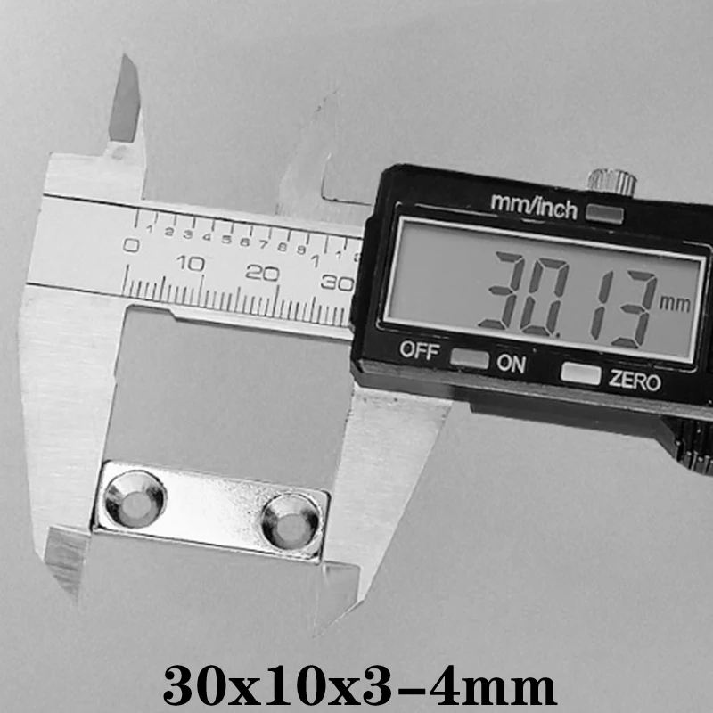 Мощный Неодимовый магнит N35 5 ~ 60 шт. 30x10x3x4 мм отверстие 4 маленький лист 30*10*3 30x10x3