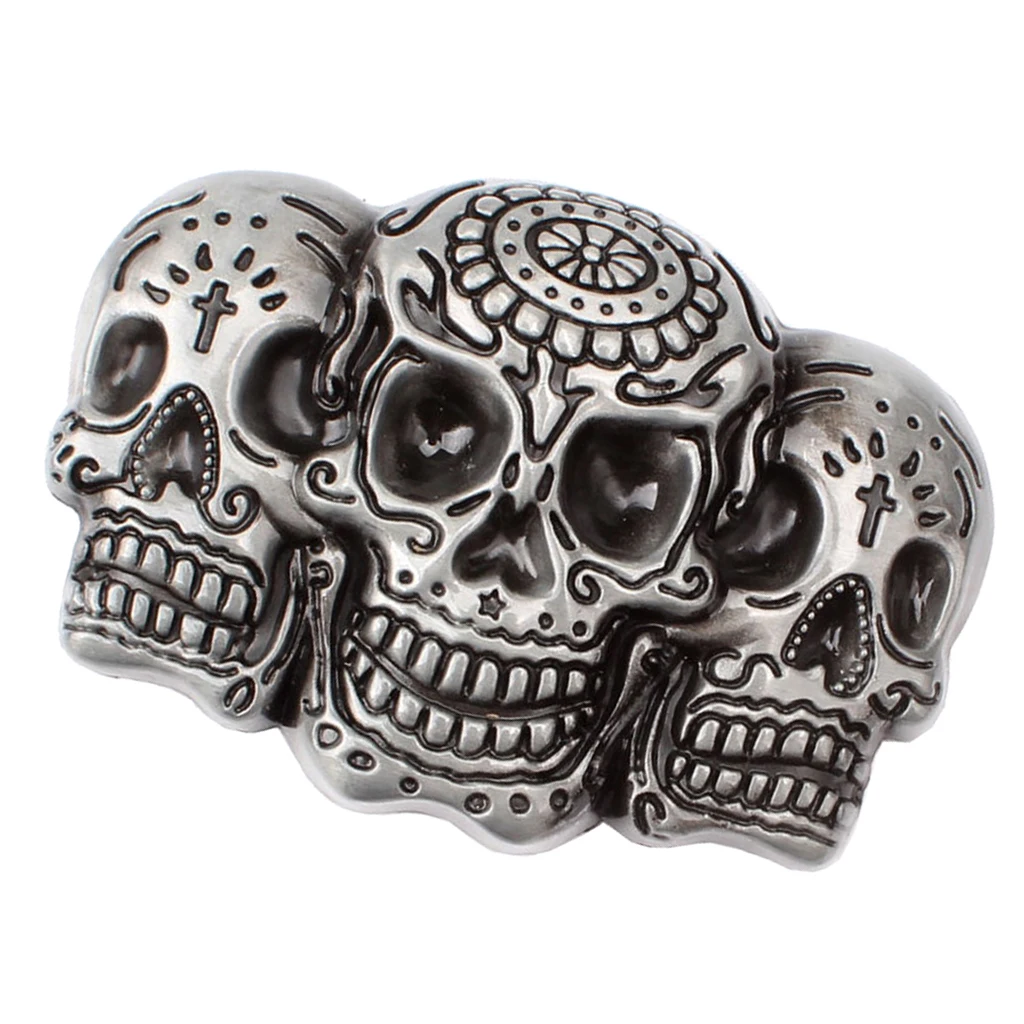Vintage Western Belt Buckle 3D Skull Head Gothic Punk Rock Motorcycle Biker Gift