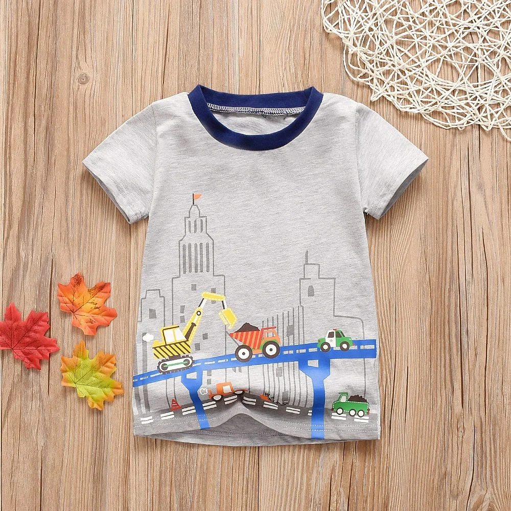 

New Cotton Kids T-Shirt Children Summer Short Sleeve T-Shirts for Girls Clothes Dinosaur Printed Baby T Shirt Toddler Tops 1-6M