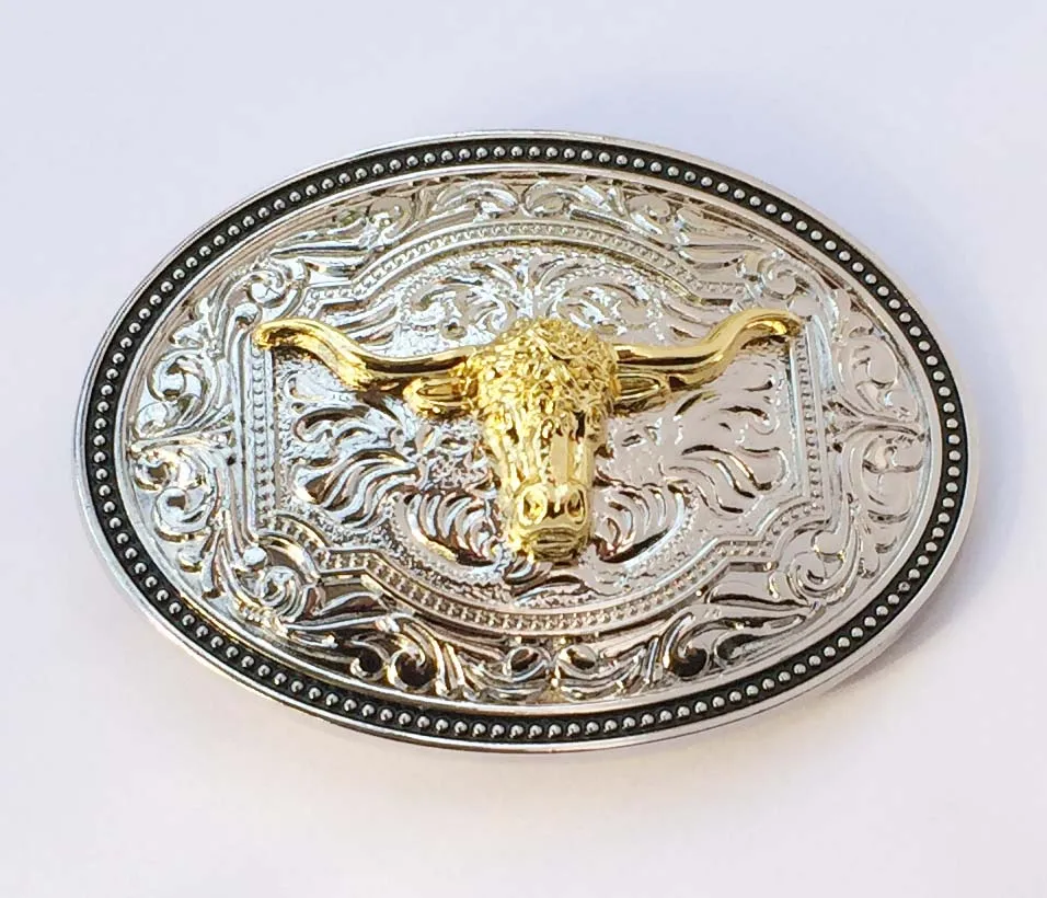 Newest Desgin Western Cowboy Texas Golden Long Horn Bull Head Belt ...