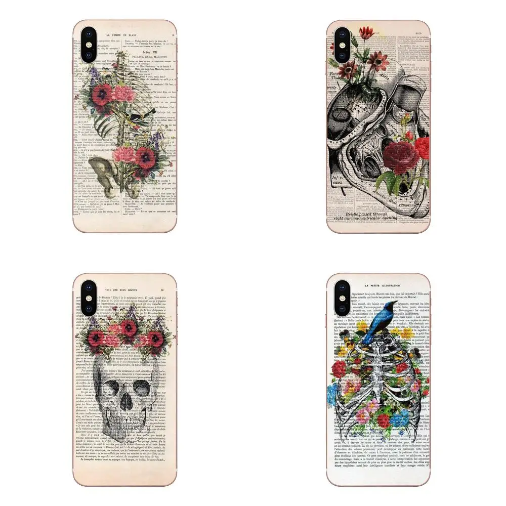 

Book Background Skeletal Flower Soft Case Mobile For Xiaomi Redmi Mi 4 7A 9T K20 CC9 CC9e Note 7 9 Y3 SE Pro Prime Go Play