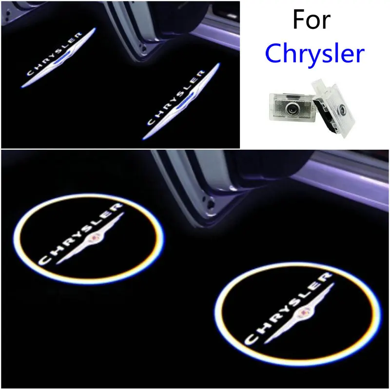 2X для Chrysler светодиодный светильник с Логотипом Двери Автомобильный HD логотип