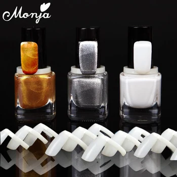 

Monja 50 Pcs Nail Art UV Gel Builder Display for Bottle Shelf Ring Polish Color DIY Practice Nail Tips Showing Chart Full Nail