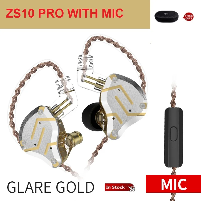 KZ ZS10 Pro позолоченные металлические наушники 4BA+ 1DD HIFI гибридные наушники DJ наушники EarbudsZS10PRO AS10 AS16 ZSX ZSR