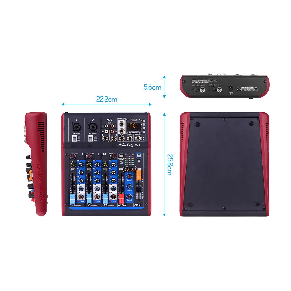 Muslady M-1 4 канальный цифровой смеситель микшерный пульт с реверберации эффекты BT Функция задние фоны для студийной съемки Запись DJ в прямом эфире