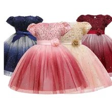 ; платье с цветочным узором для девочек со звездным небом; вечерние платья принцессы с короткими рукавами и блестками; одежда для малышей на свадьбу; От 3 до 10 лет; E5161