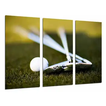 

Sport Golf, Sticks and Ball on Grass, photo print on wood, modern picture decorative 26796