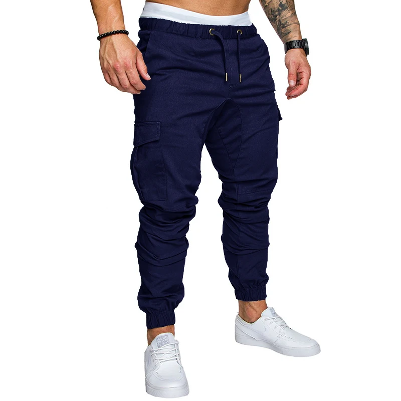 Men's Multi-Pocket Overalls Sports Trousers Mens Casual Fitness Drawstring Pants Men's Jogger Track Pants sport jogging trousers