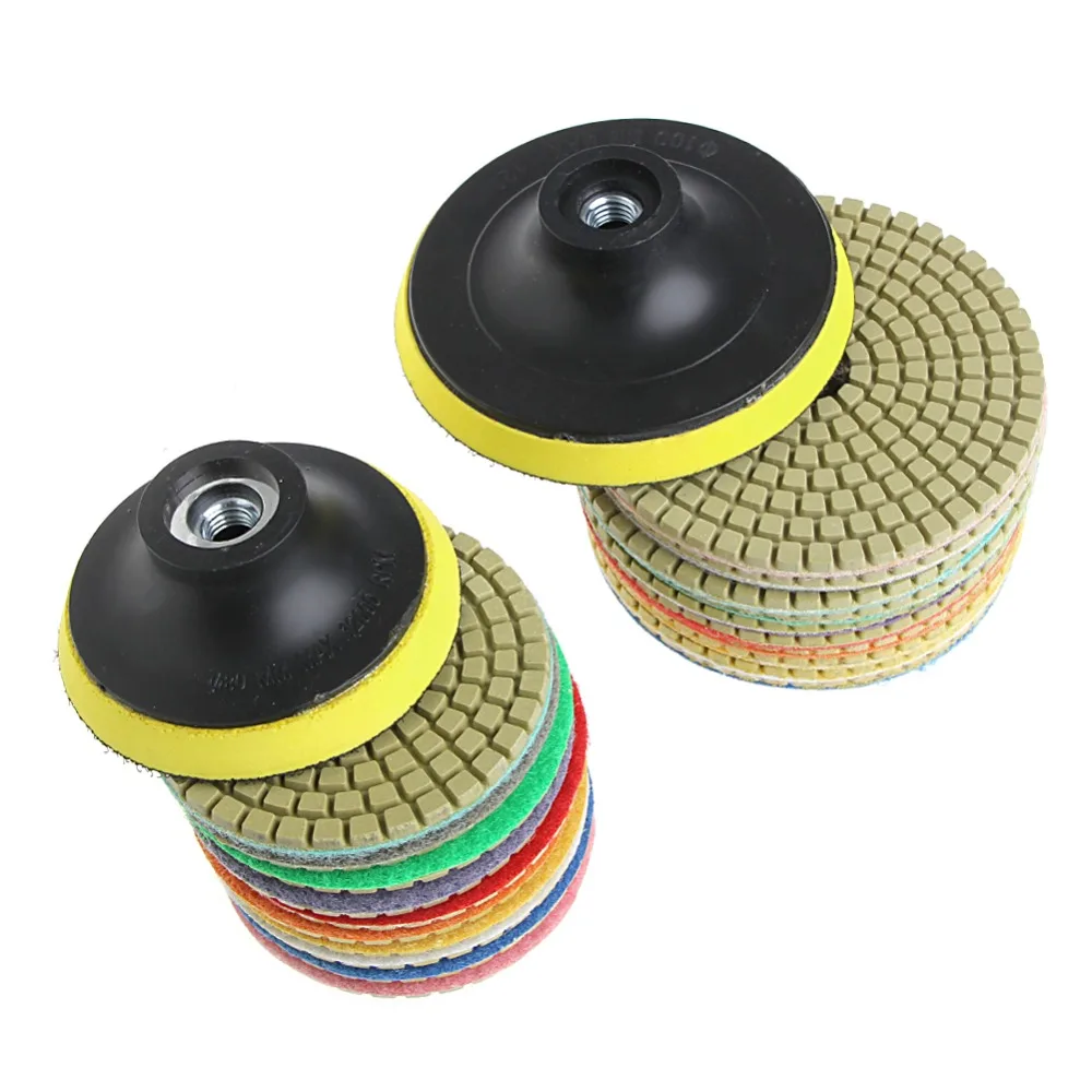 11Pcs 3"/4" Diamond Polishing Pads Granite Marble Concrete Stone Grinding Discs New