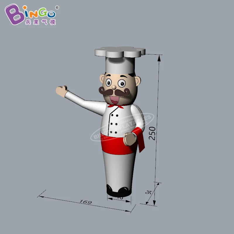 Free Shipping 2.5 meters inflatable chef air dancer for restaurant decoration / blow up waving chef air dancer balloons - toys 6