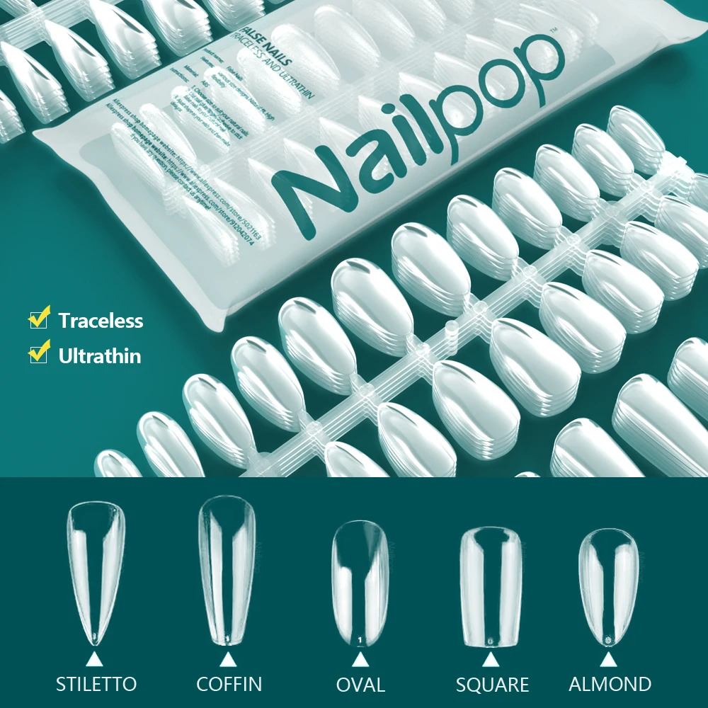 Накладные ногти Nailpop прозрачные ультратонкие аксессуары для ногтей 120 шт. |