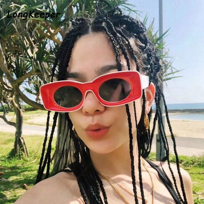 

2020 Double Colors Popular Sunglasses Square Rectangle Sunglasses Women Fashion Concave Frame Candy Colors Men Shades Gafas de