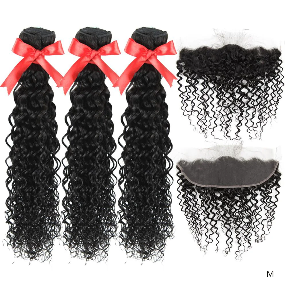 Волнистые пучки с натуральными человеческими волосами Remy пупряди застежкой