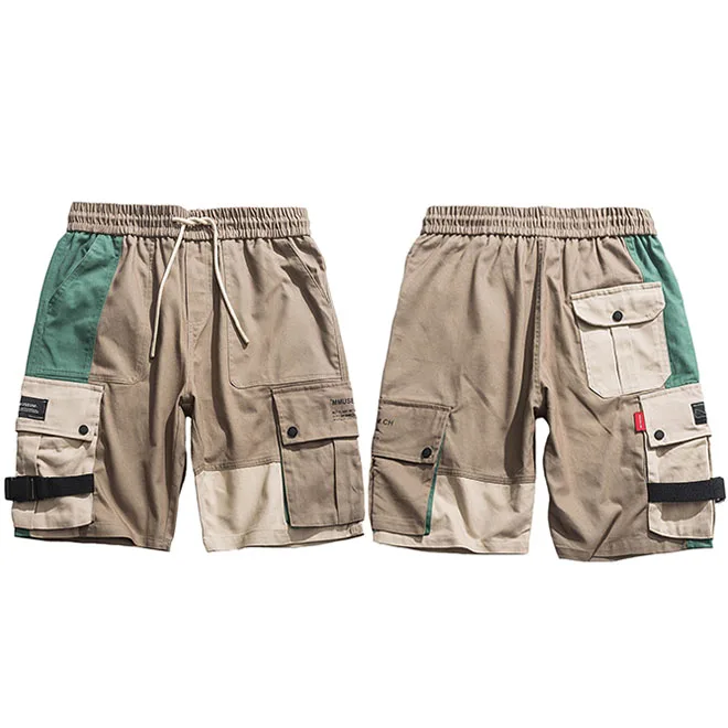 A01D101 Khaki Мужские шорты-карго в стиле хип-хоп, уличная одежда, цветные шорты для бега в стиле Харадзюку, летние спортивные шорты в стиле хип-хоп с карманами из хлопка - Цвет: A01D101 Khaki