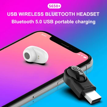 

S650 Mini Wireless Earphone Bluetooth 5.0 Earpiece Handsfree With Mic Stereo Music Earphones With USB Charger Portable Earphone