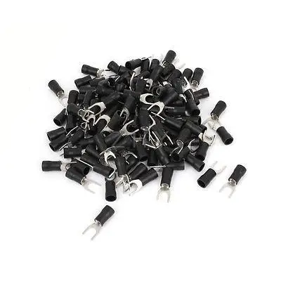 

200 x SV5.5-6S Pre Insulated Fork Terminal Black for AWG12-10 Wire 1/4" Stud