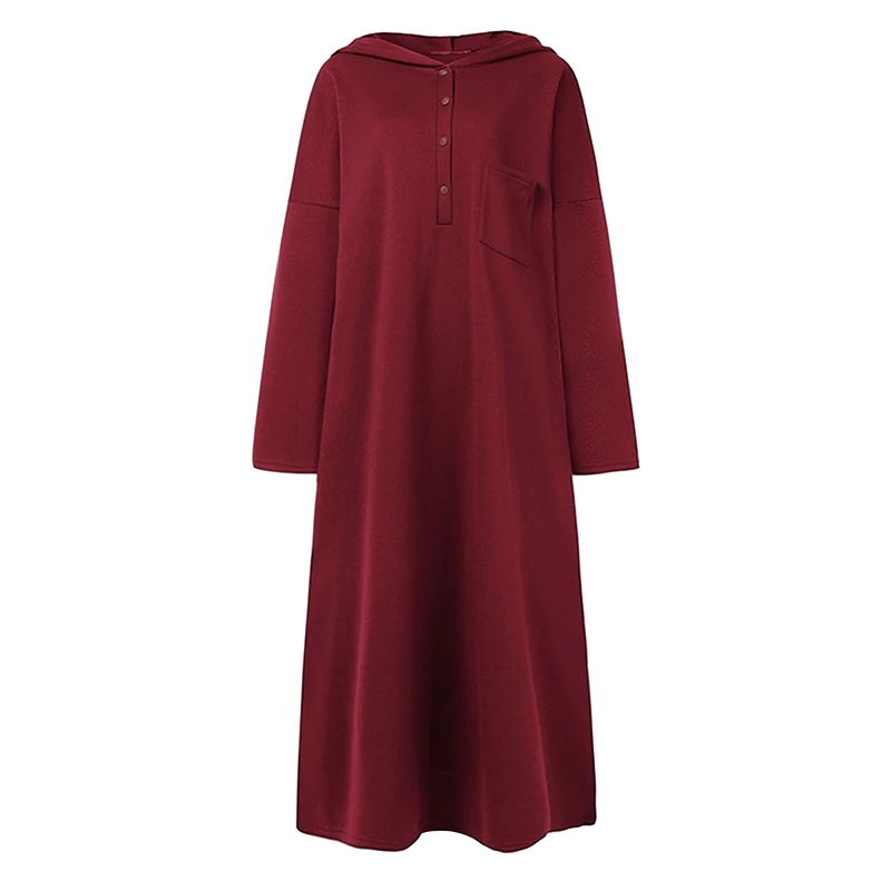 Sweat à capuche, robe manches longues en polaire grande taille bordeaux