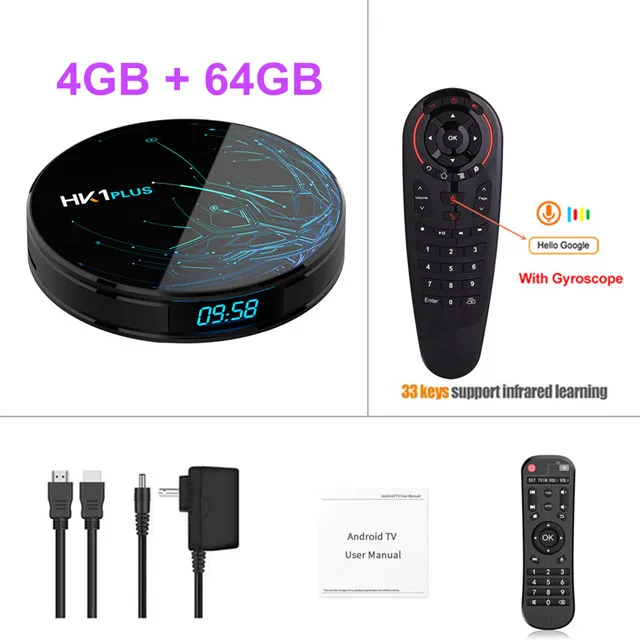2G 16G G30 Voice 4 Гб 64 Гб HK1 Plus Android 9,0 ТВ BOX Amlogic S905X2 4 ядра, Wi-Fi, BT4.0 H.265 4K Youtube Google Play Смарт ТВ коробка PK X96 MAX X2 - Цвет: 2G 16G G30 Voice