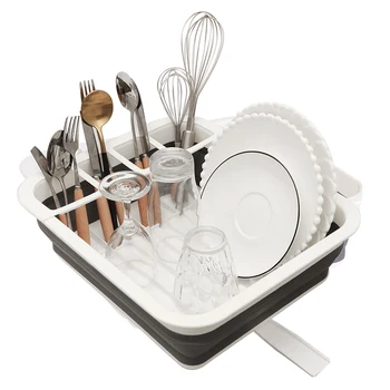 

Foldable storage rack kitchen sink holder sealant table utensils portable plate drying rack home