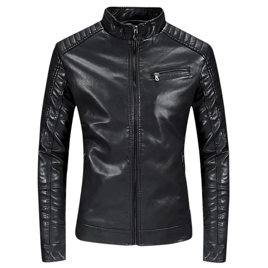 Chaquetas hombre мужской стиль чистый воротник кожаное пальто модное повседневное однотонное пальто зимняя куртка для мужчин