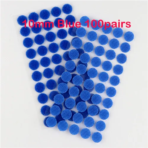 Self Adhesive Fastener Tape Dots 10/15/20/25/30mm Velcros Adhesive Magic Tape White Black Round Hook Loop Boob Tape Strong Glue - Цвет: 10mm blue 100pair