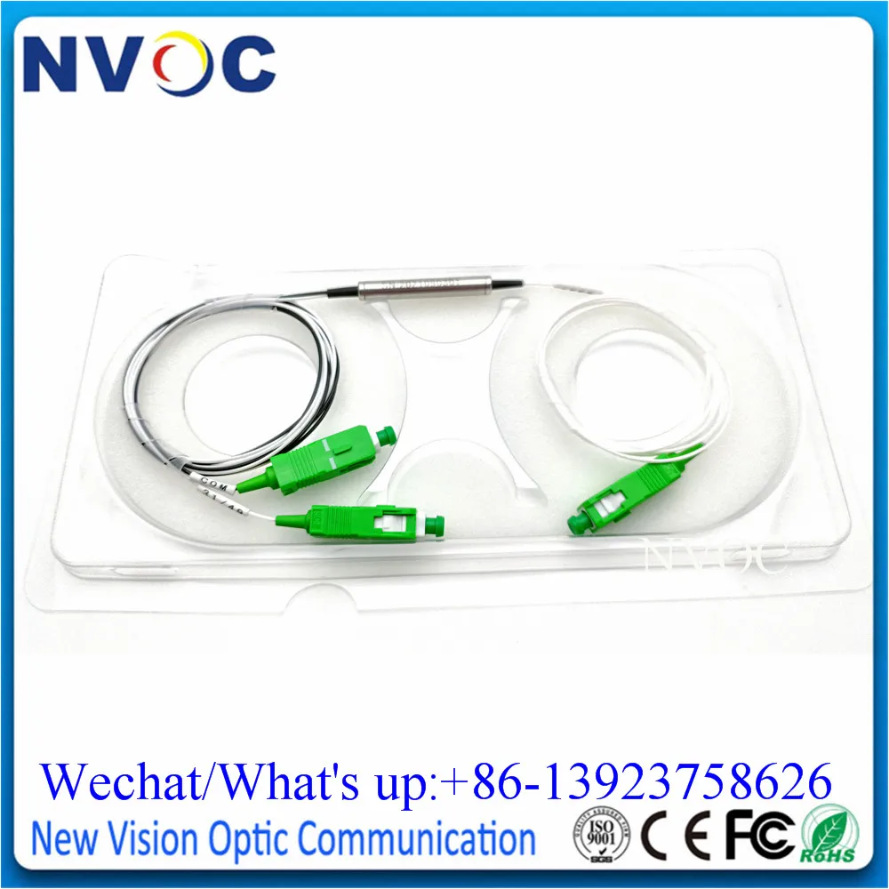 3 Porte Fwdm Steel Tube Pon + Catv Solution 1310 1490 1550Nm Modulo Filtro In Fibra Ottica, Multiplexer 1X2 0.9Mm 1M Con Scapc Upc