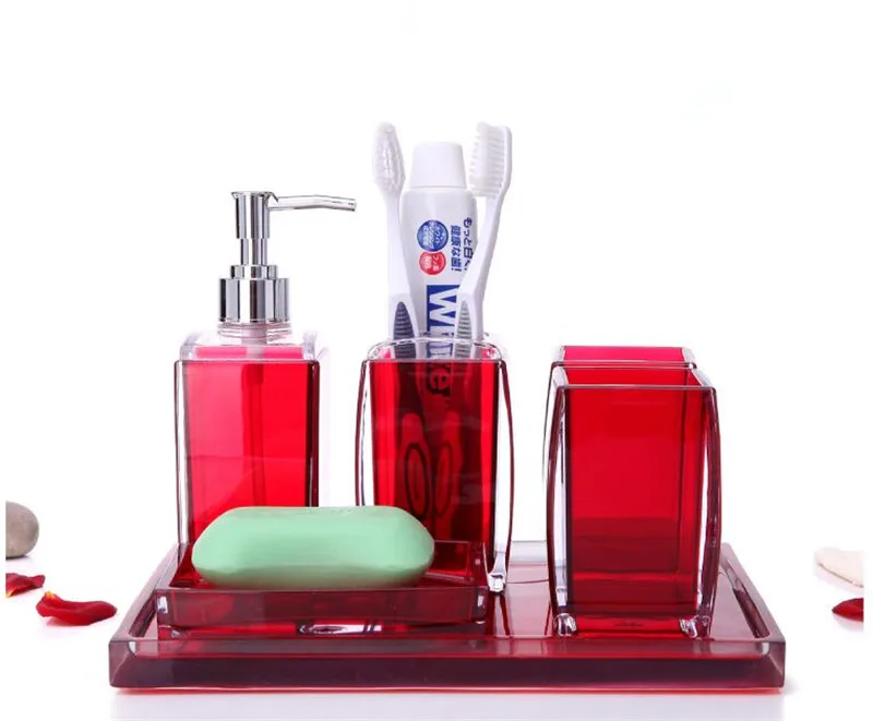 Bathroom Accessories Set Organic glass Soap Dispensers Toothbrush Holders Gargle Cups Soap Dishes 6 Pieces Set Wedding Gifts