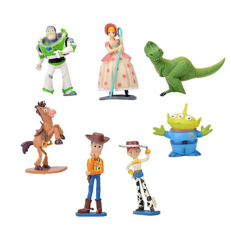 

7pcs/set Toy Story Buzz Lightyear Woody Bo Peep Jessie Bullseye Action Figure Toys B643